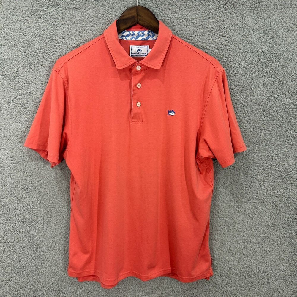 Southern Tide men shirt Medium peach orange polo